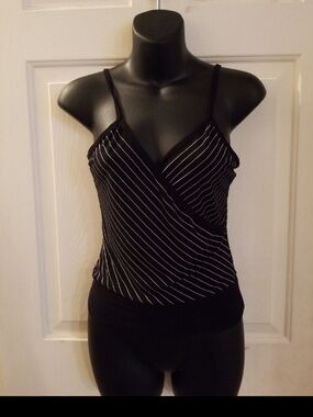 Black Pinstripe Wrap Camisole - Women's